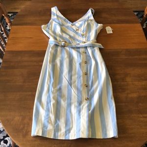 Time and Tru midi dress, blue and white stripes
